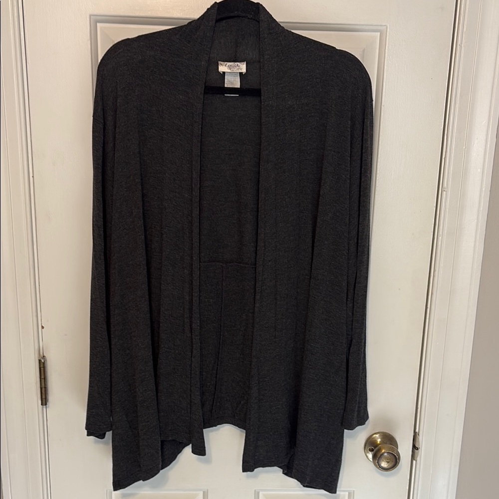 Cozy Dark Gray Open-Front Cardigan